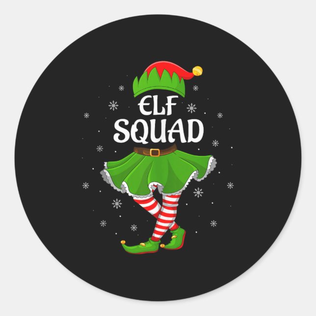 Elf Squad Christmas Matching Family Girls Women El Runder Aufkleber (Vorderseite)