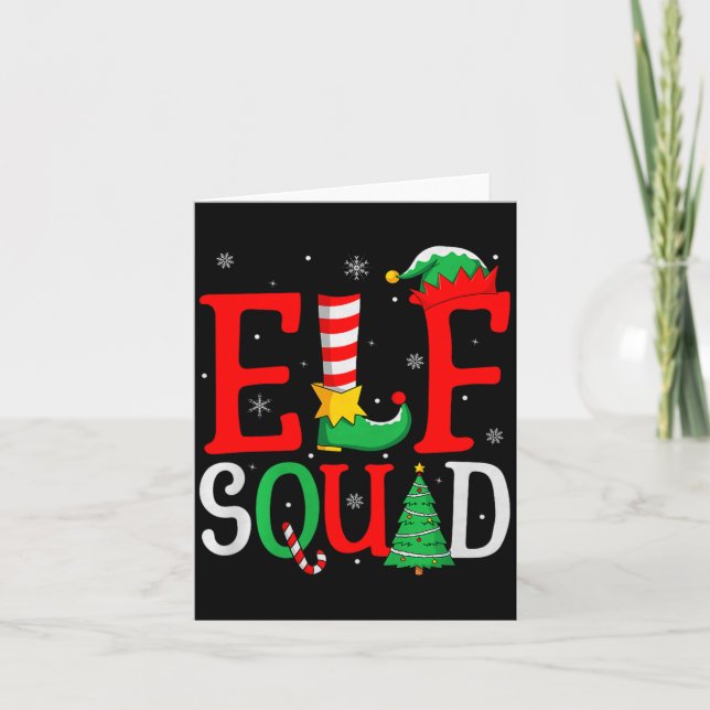 Elf Squad Christmas Matching Family Group Elf Xmas Karte (Vorderseite)