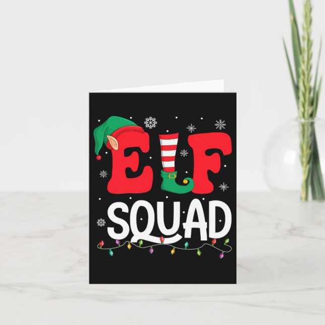 Elf Squad Christmas Matching Family Group Elf Xmas Karte (Vorderseite)