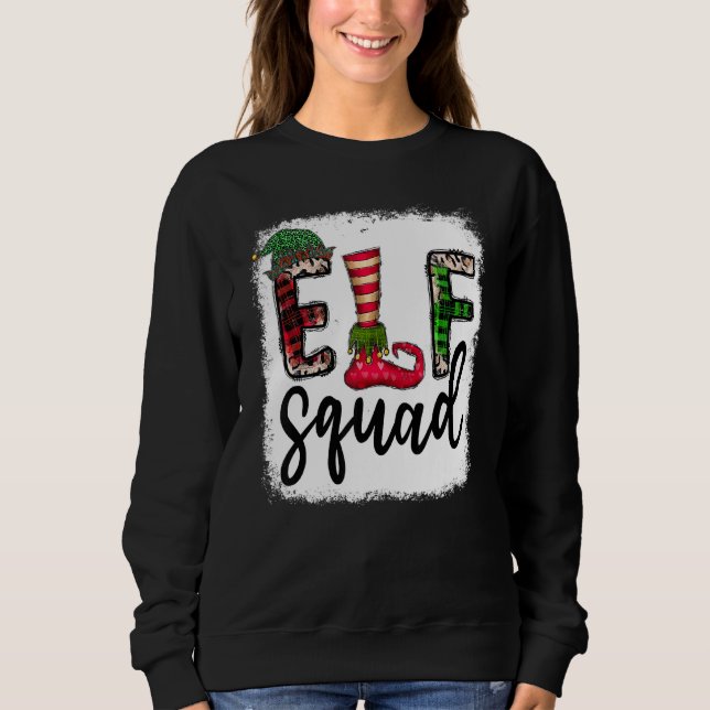 Elf Squad Elf Feet Frohe Weihnachtsleopard Kariert Sweatshirt (Vorderseite)