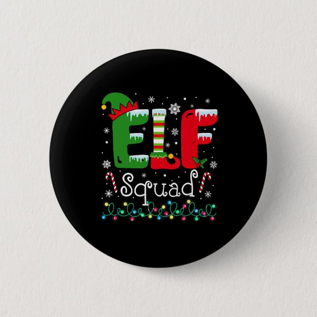 Elf Squad Funny Elf Family Christmas Matching Paja Button (Vorderseite)