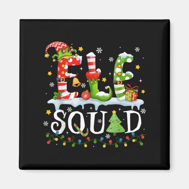 Elf Squad Funny Elf Family Christmas Matching Paja Magnet (Vorne)