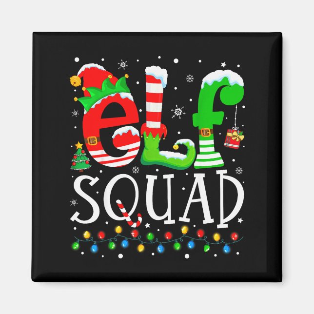Elf Squad Funny Elf Family Christmas Matching Paja Magnet (Vorne)