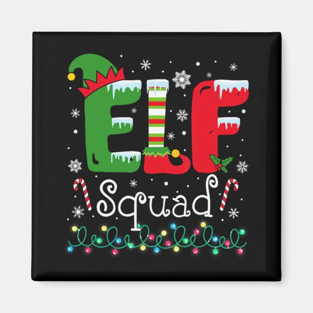 Elf Squad Funny Elf Family Christmas Matching Paja Magnet (Vorne)