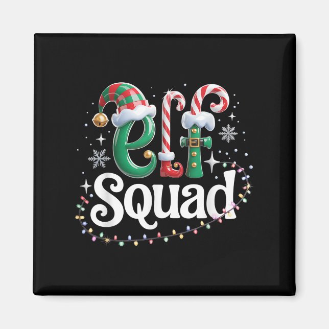 Elf Squad Funny Elf Family Christmas Matching Paja Magnet (Vorne)