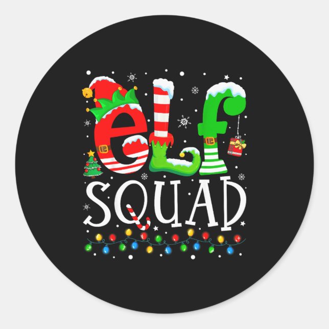 Elf Squad Funny Elf Family Christmas Matching Paja Runder Aufkleber (Vorderseite)