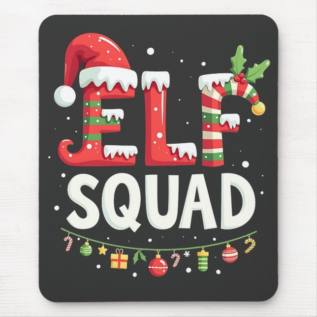Elf Squad Funny Matching Christmas Outfit Mousepad (Vorne)