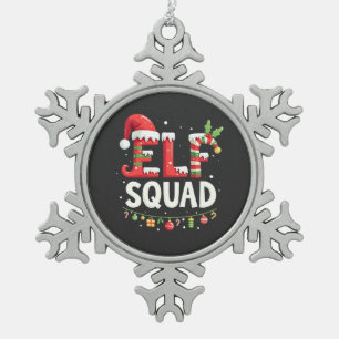 Elf Squad Funny Matching Christmas Outfit Schneeflocken Zinn-Ornament