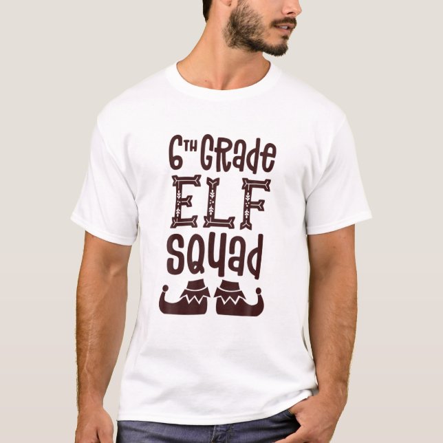 Elf Squad Matching Lehrer Weihnachtsfest T-Shirt (Vorderseite)
