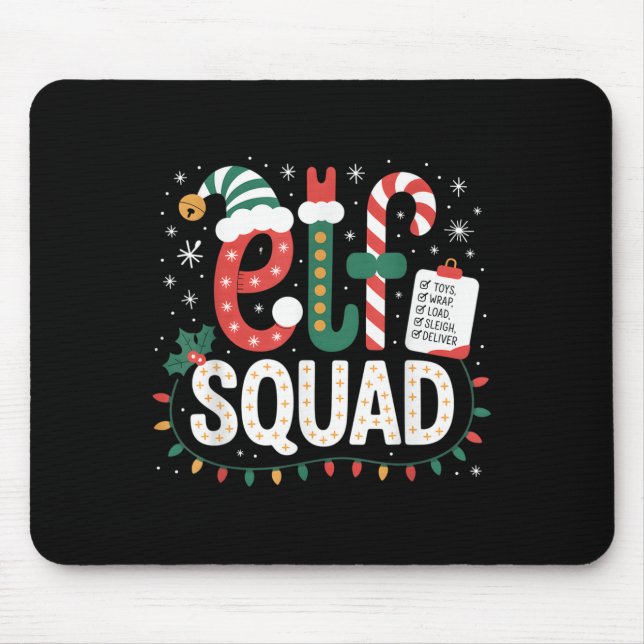 Elf Squad Santa Checklist Christmas Lights Family  Mousepad (Vorne)