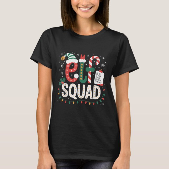 Elf Squad Santa Checklist Christmas Lights Family  T-Shirt (Vorderseite)
