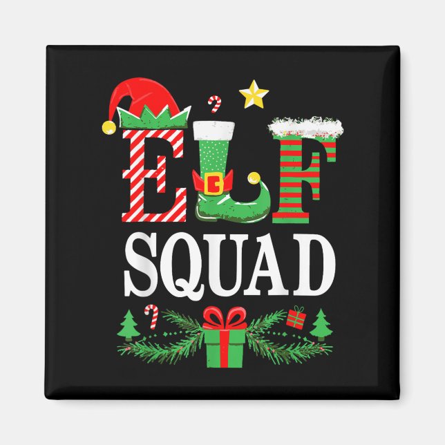 Elf Squad Shirt Kids Adult Men Women Christmas Cre Magnet (Vorne)