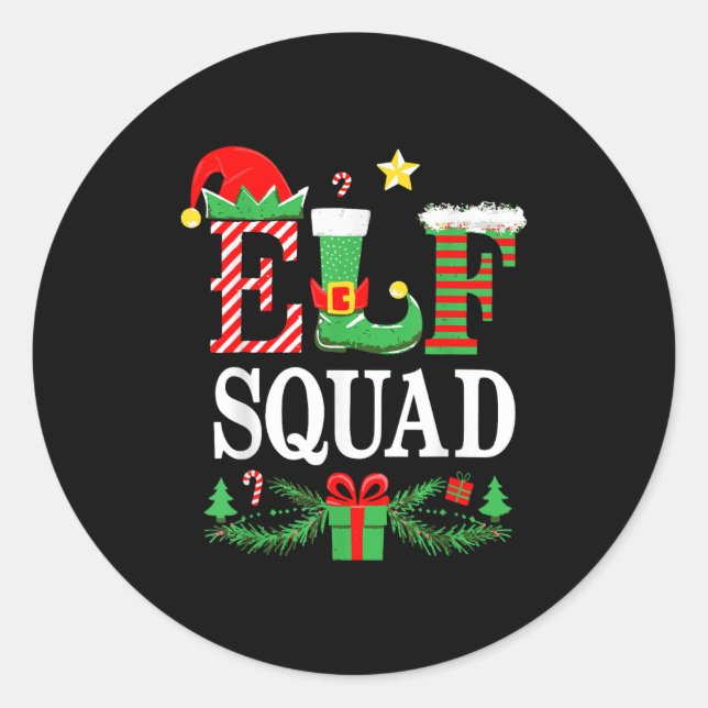 Elf Squad Shirt Kids Adult Men Women Christmas Cre Runder Aufkleber (Vorderseite)