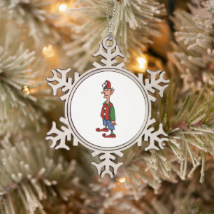 Elf steht Achtung Zinn-Schneeflocken-Ornament Schneeflocken Zinn-Ornament