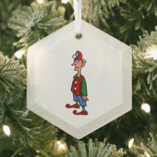 Elf steht in Habtachtstellung Sechseck Glasornamen Ornament Aus Glas