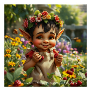 Elf Strawberry Poster