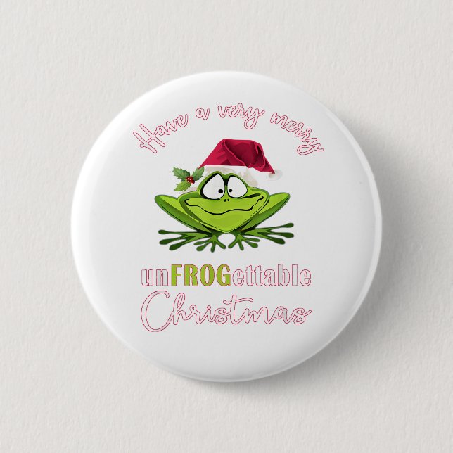 Elf Toad Frog Pun fertig zu Weihnachten Button (Vorderseite)