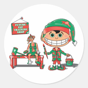 Elf Training Runder Aufkleber