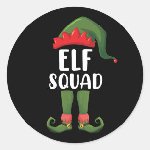 Elf-Truppe Lustige Familie Weihnachten passend Runder Aufkleber