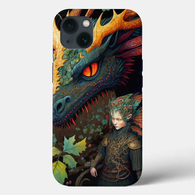 Elf und Dragon Fantasy Art Case-Mate iPhone Hülle (Rückseite)