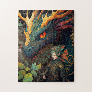 Elf und Dragon Fantasy Art Puzzle
