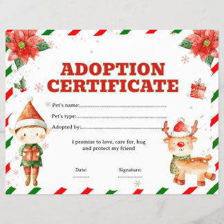 Elf und Rentier Adoptierungsurkunde bearbeitbar Flyer