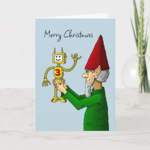 Elf und Robot Weihnachts-Fotokarte Feiertagskarte
