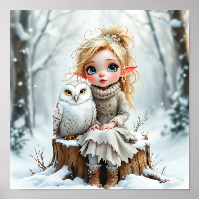 Elf und Schneueule  Poster (Vorne)