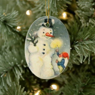 Elf und Snowman Vintage Weihnachtsschmuck