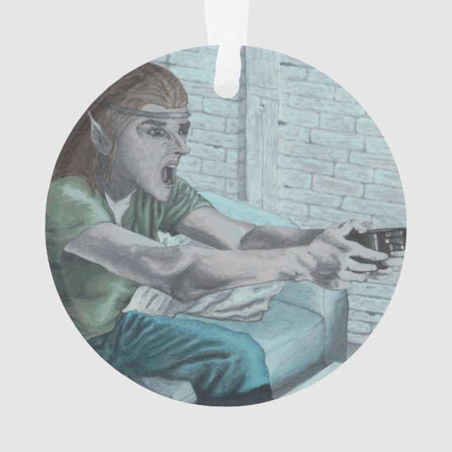 Elf Video Boss Fight Fantasy Art Acrylic Ornament (Rückseite)