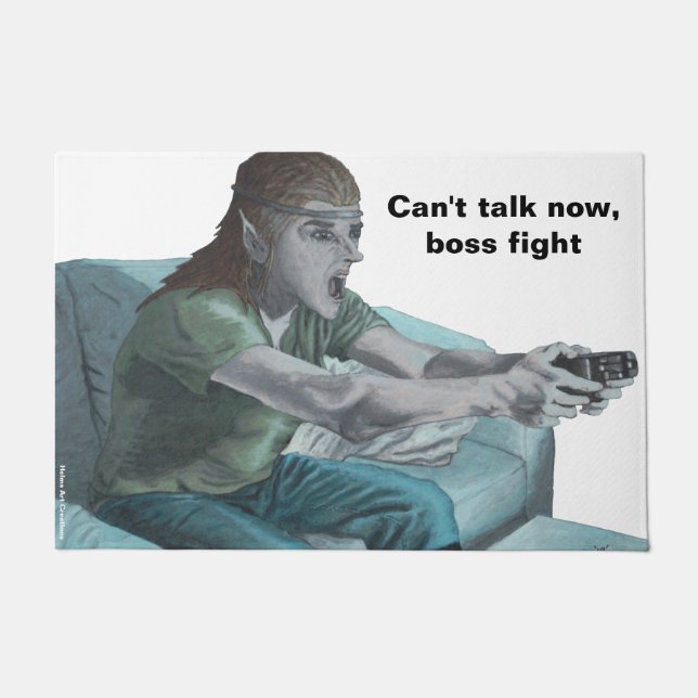 Elf Video Gamer Boss Fight Door Mat Fußmatte (Vorderseite)