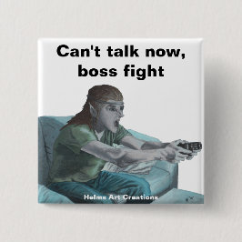 Elf Video Gamer Boss Fight Fantasy Art Button