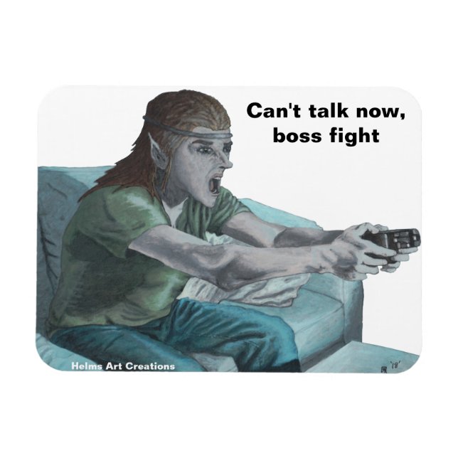 Elf Video Gamer Boss Fight Flexible Magnet (Horizontal)