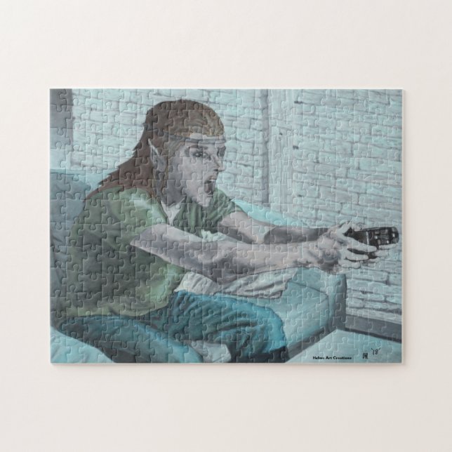 Elf Video Gamer Medium Fantasy Jigsaw Puzzle (Horizontal)