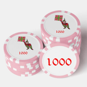 Elf w Polka Dot Geschenk Rosa 1000 gestreifter Pok Pokerchips