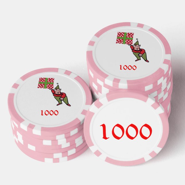 Elf w Polka Dot Geschenk Rosa 1000 gestreifter Pok Pokerchips (Stapel)