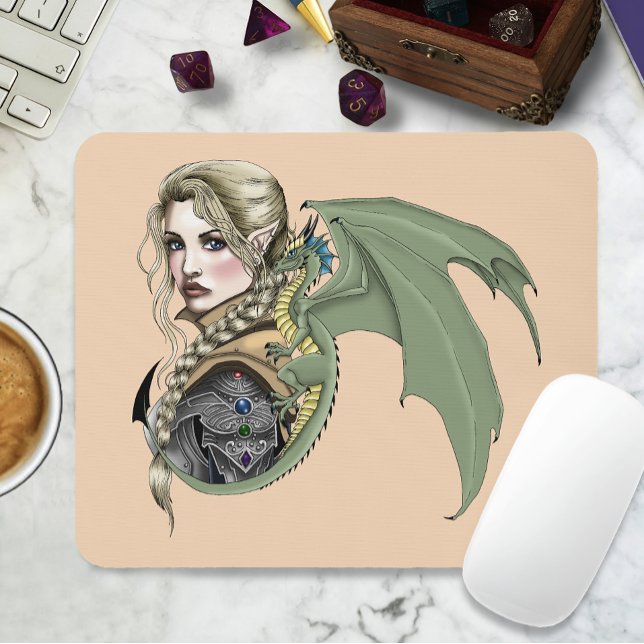 Elf Warrior Dragon Fantasy Mousepad (Von Creator hochgeladen)