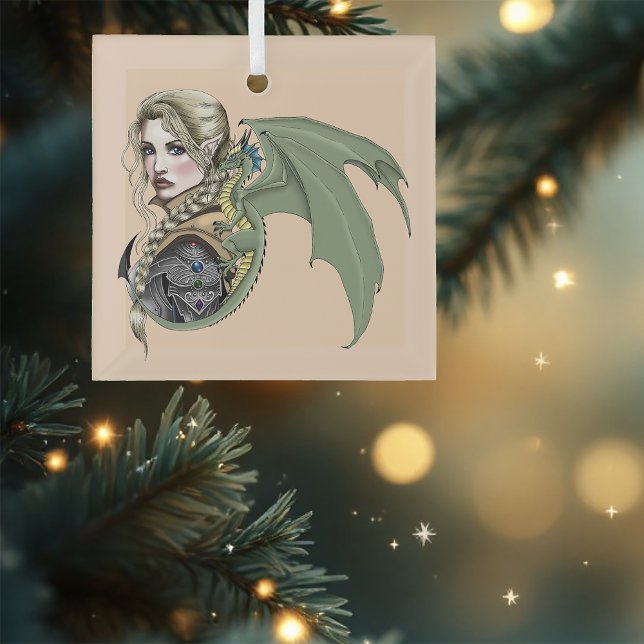 Elf Warrior Dragon Fantasy Ornament Aus Glas (Von Creator hochgeladen)
