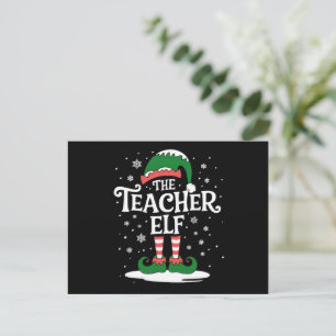 Elf-Weihnachtsfamilie als Lehrerin Feiertagspostkarte