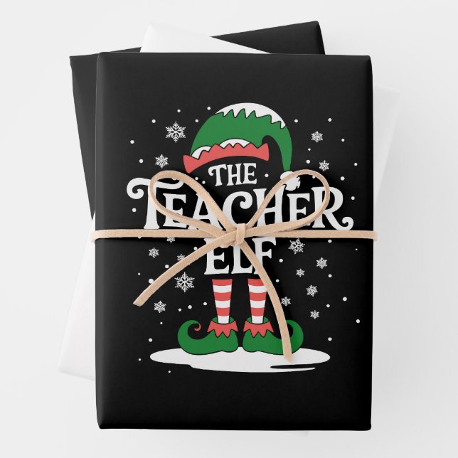 Elf-Weihnachtsfamilie als Lehrerin Geschenkpapier Set (Beispiel)