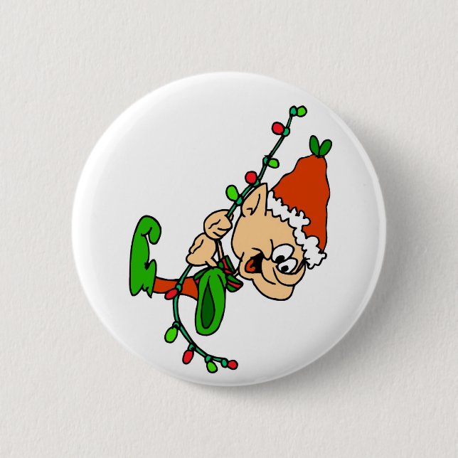 Elf-Weihnachtsknopf Button (Vorderseite)