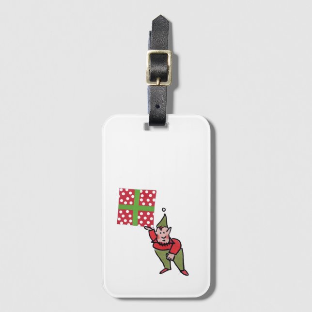 Elf With Polka Dot Gift luggage tag Gepäckanhänger (Vorderseite Vertikal)