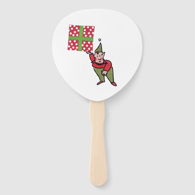 Elf With Polka Dot Gift paddle hand fans Fächer (Vorderseite)