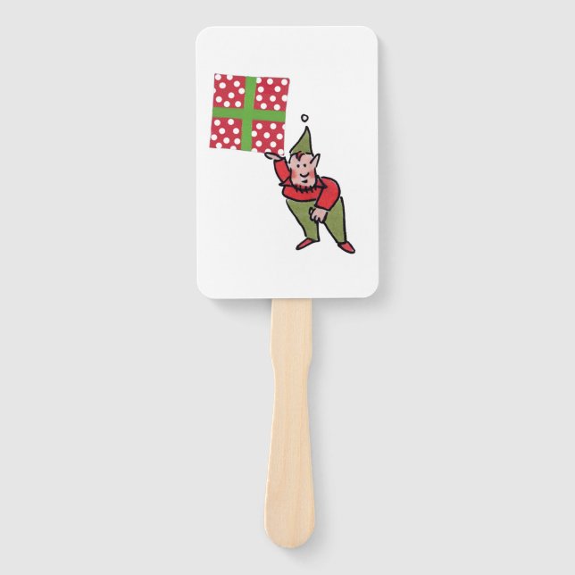 Elf With Polka Dot Gift rectangle hand fans Fächer (Vorderseite)