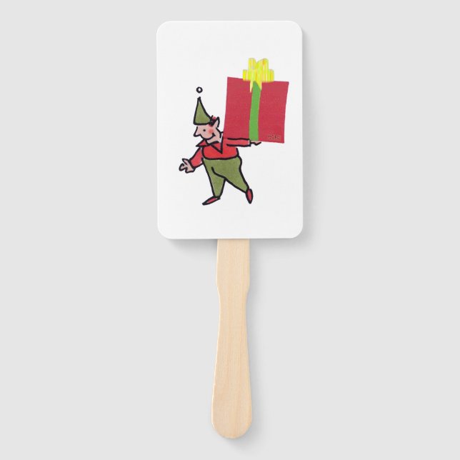 Elf With Red Box rectangle hand fans Fächer (Vorderseite)