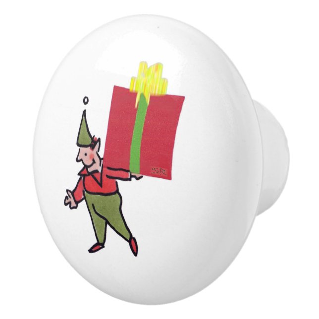 Elf With Red Box white ceramic knob Keramikknauf (Rechts)