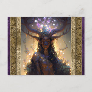 Elf Woman mit antlers Fantasy Art Postkarte