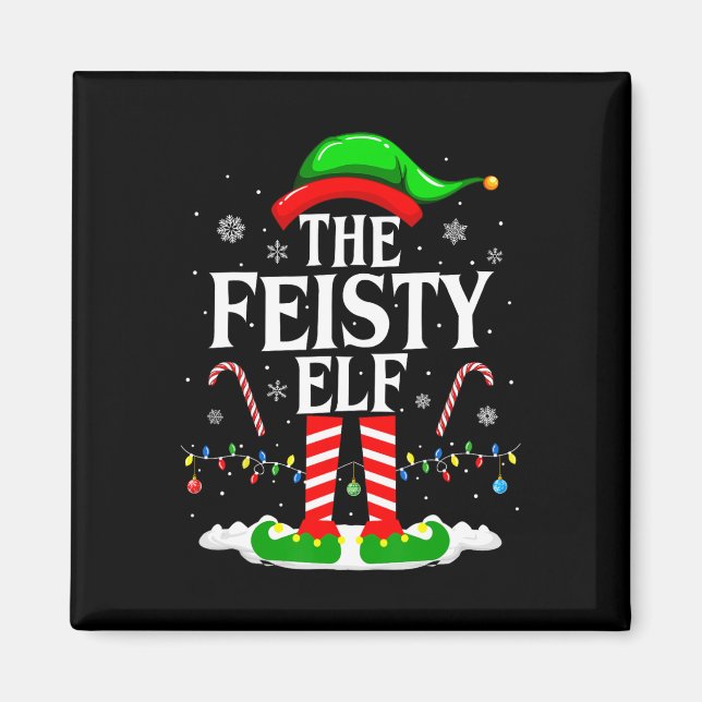 Elf Xmas Funny Matching Family Group Ch Magnet (Vorne)