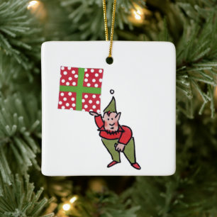 Elfe mit punktgeschenk quadratischer keramikschmuc keramikornament