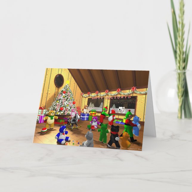 Elfe und Bären Feiertagskarte (Vorderseite)